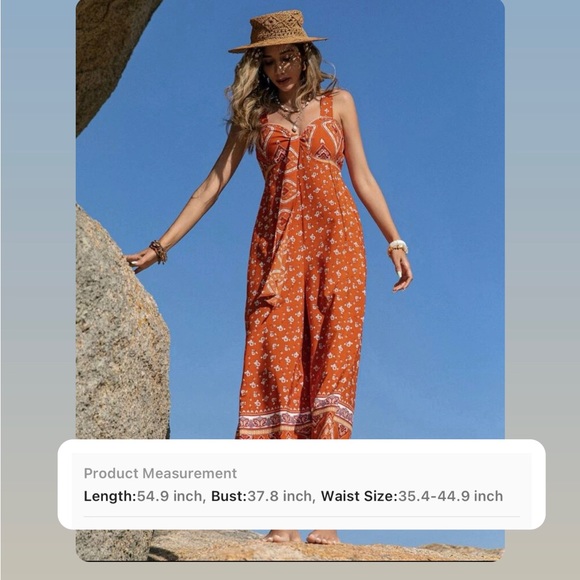 Rusttydustty Floral print knot front Wideleg cami Jumpsuit - Picture 9 of 10